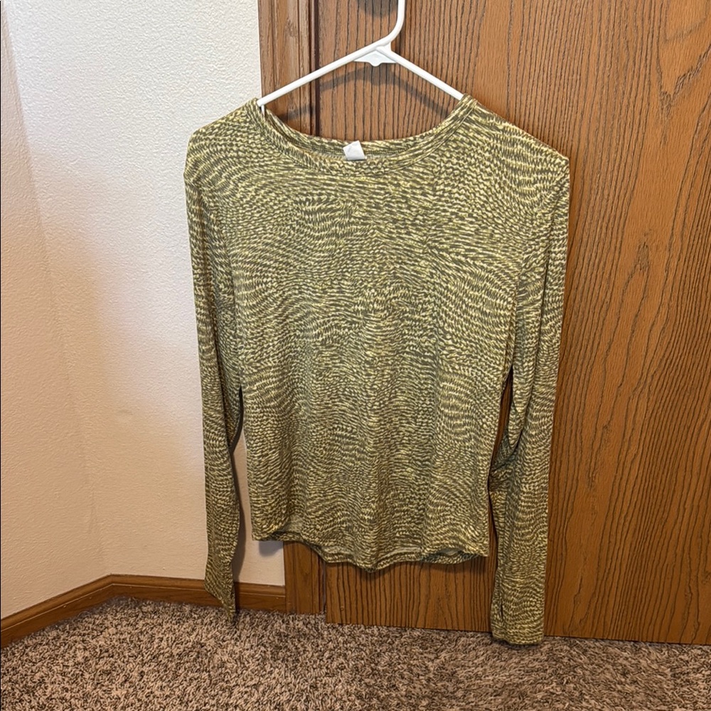 Old Navy Green Ribbed Fitted Long Sleeve Top